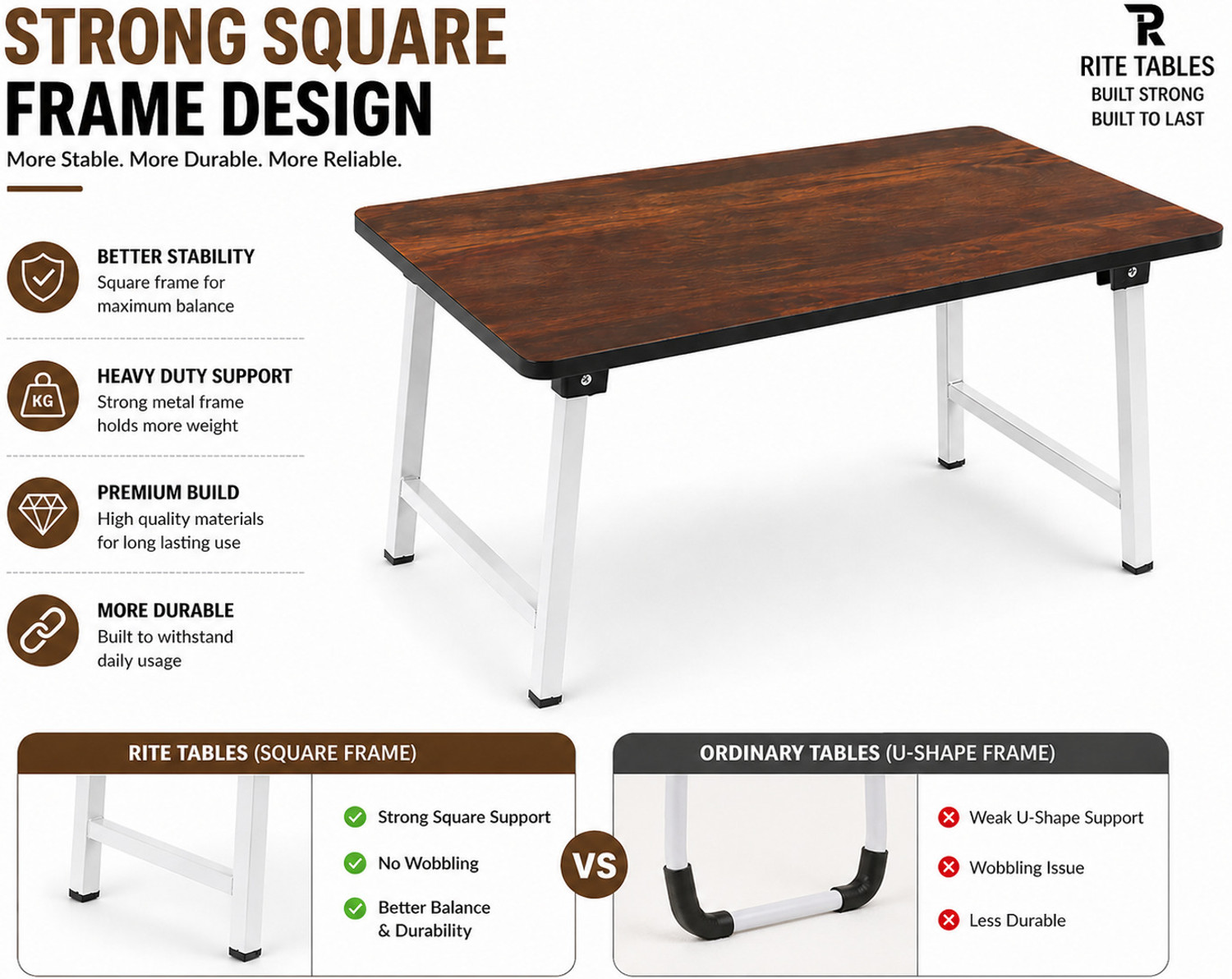 Image of Rite Woodgrain tabletop Wood Portable Laptop Table