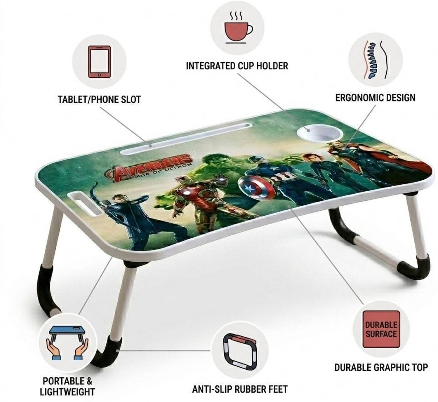 EAGLE Foldable Study Table 60x40cm Wood - Image 4