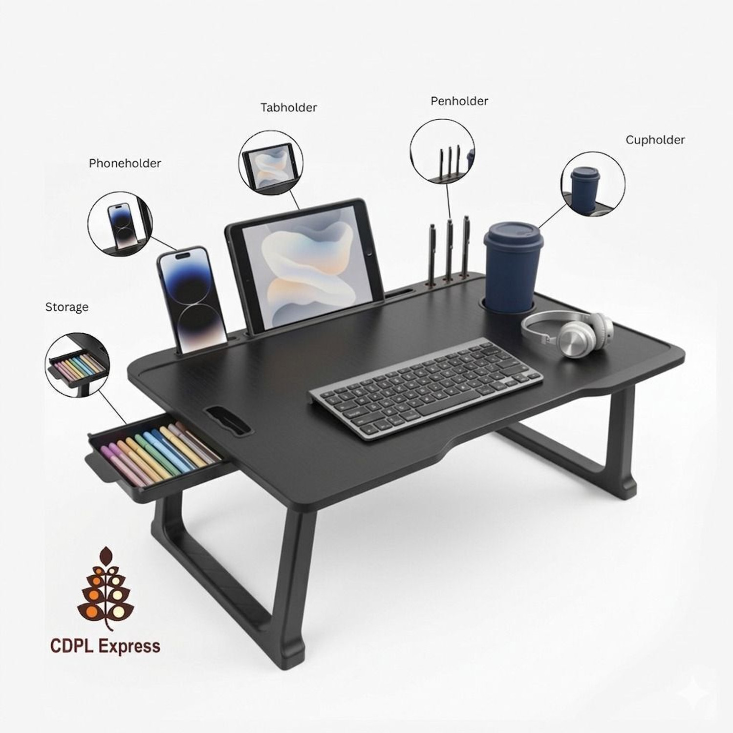 Image of CDPL Express Highest stability I Premium Foldable Multipurpose Wood Portable Laptop Table