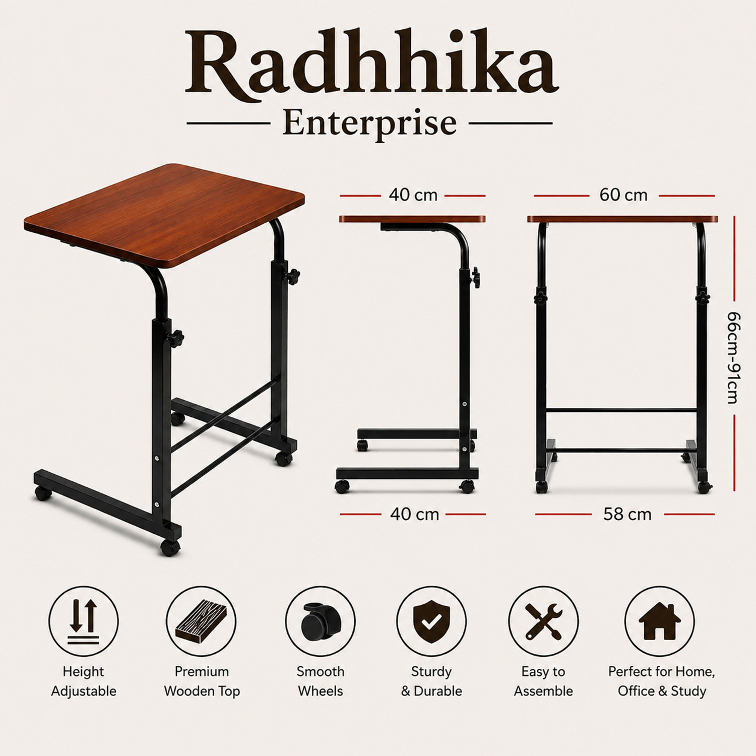 Image of Radhhika Enterprise Foldable Laptop Table for Bed Home Study Work Portable Laptop Desk Wood Portable Laptop Table (Finish Color - MATE BROWN, DIY(Do-It-Yourself))