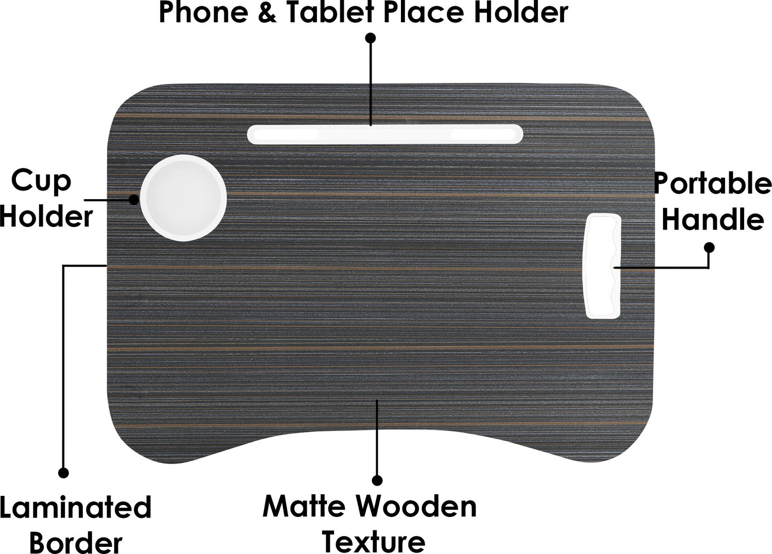 Image of Story@home LT4002 Wood Portable Laptop Table (Finish Color - Black, Pre Assembled)