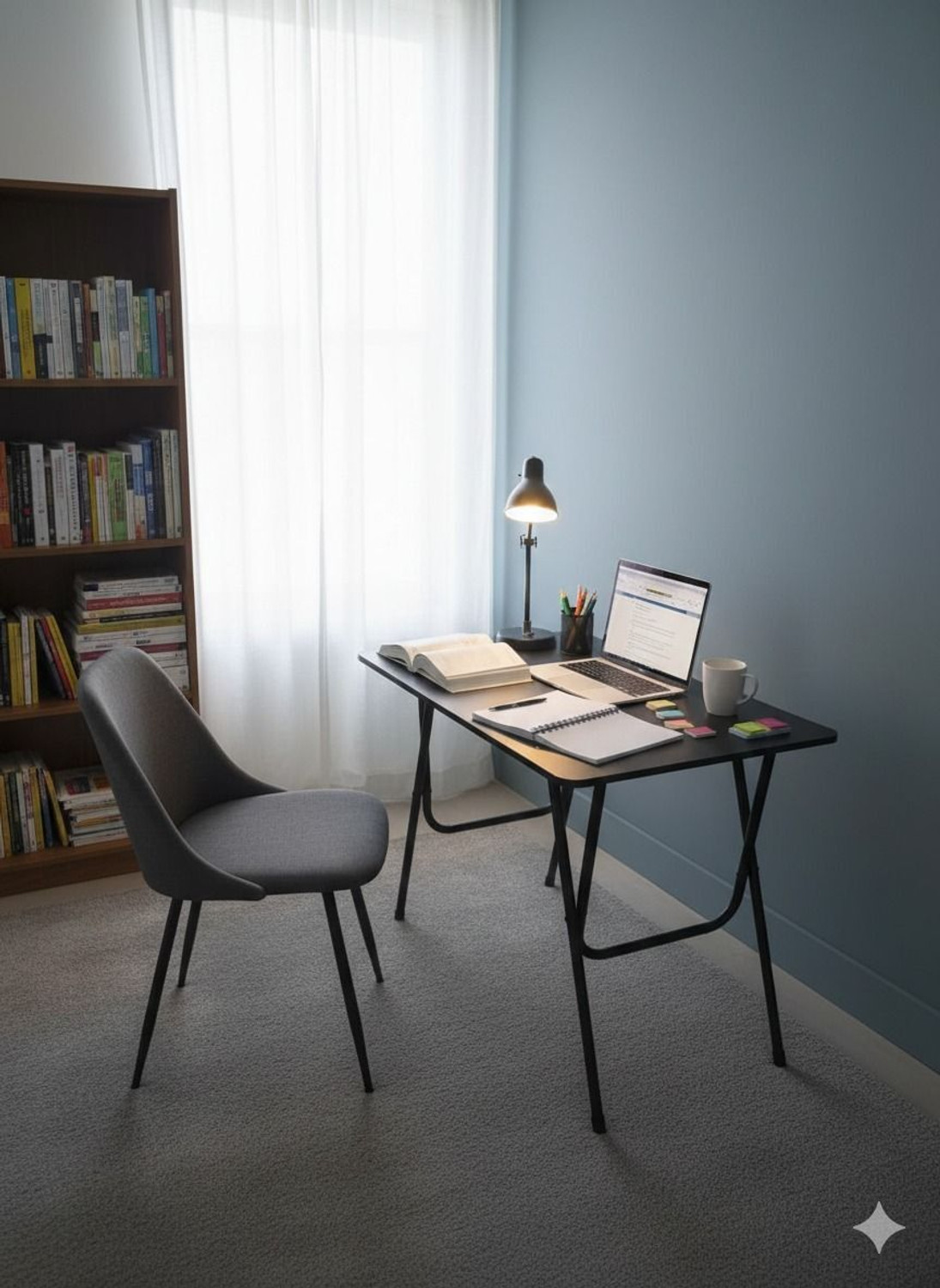 Image of ELV DIRECT Multipurpose Study Desk Laptop Table, Work-from & Office Dining Table Durable Wood Portable Laptop Table