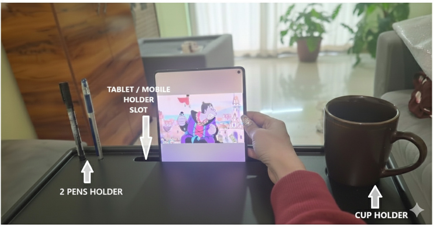 Image of Table Mate II Folding Table For Study & Office Work Use ,Adjustable Hight,Multipurpose Table Plastic Portable Laptop Table
