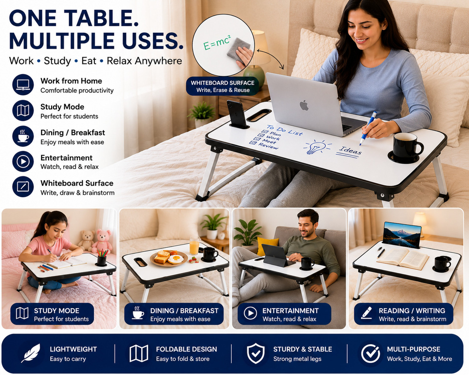 Image of Rite Woodgrain tabletop Wood Portable Laptop Table