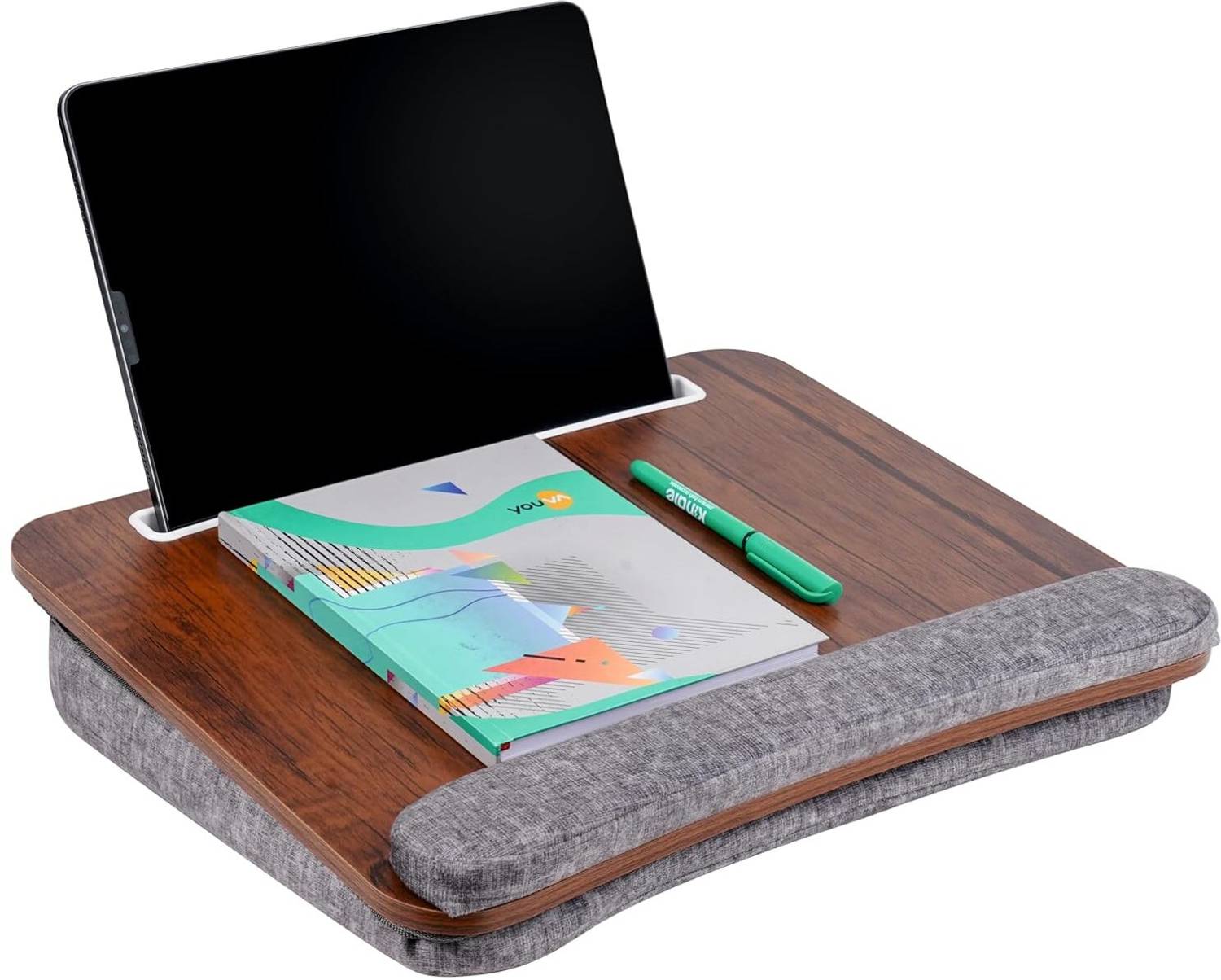 AADGEX Wood Portable Laptop Desk with Pillow Cushion Wooden Laptop Stand Compatible with 26 - 35 cm Laptops