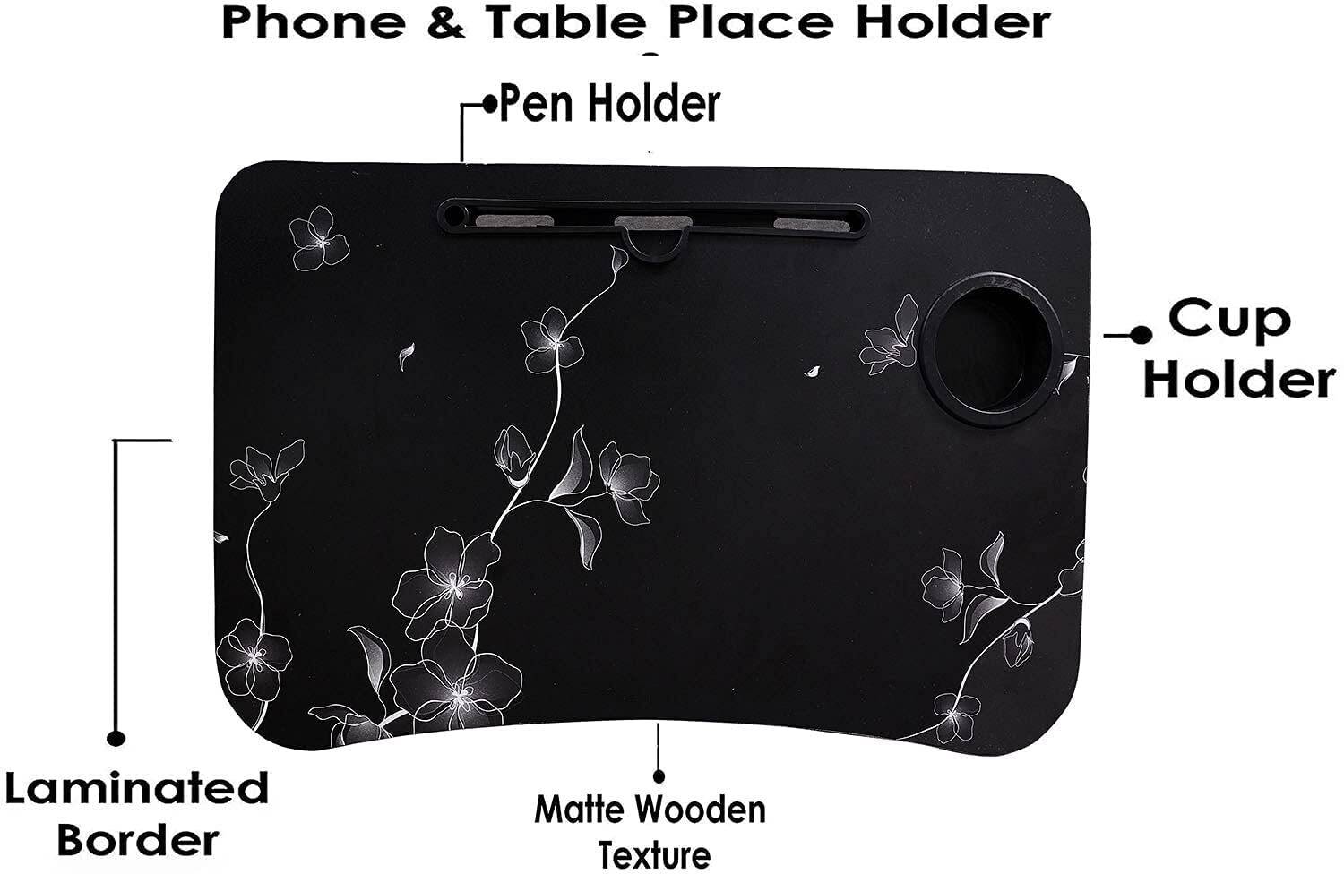 FurniGully Wood Portable Laptop Table Black - Image 3