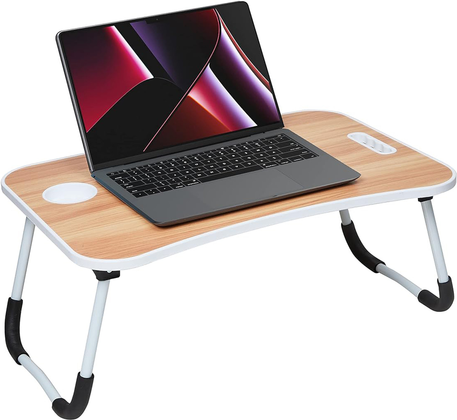 Image of GoRogue Laptop Study Table with Drawer,Tablet /Mobile Holder for Kids & Adults(BEIGE) Wood Portable Laptop Table
