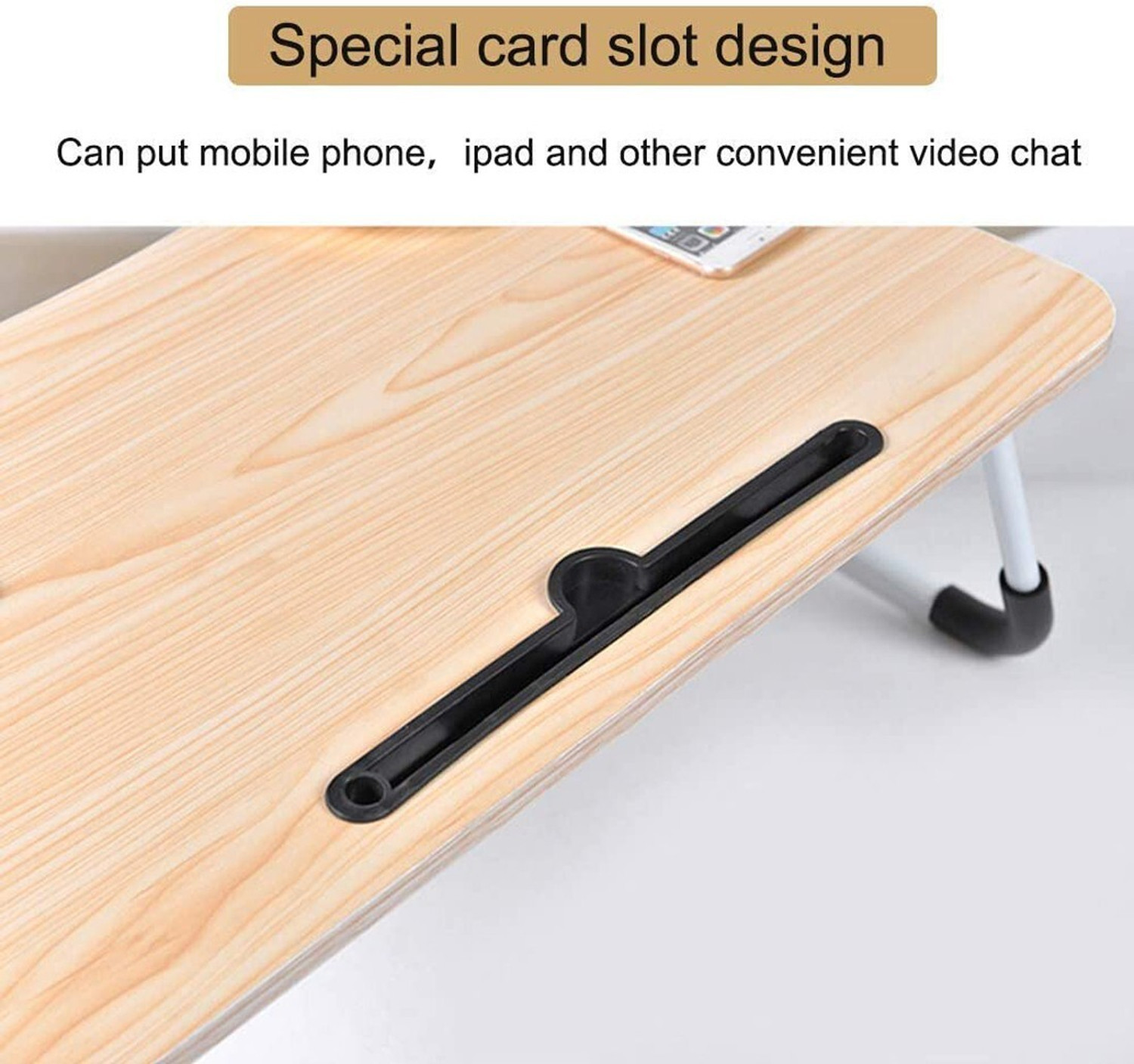 Image of SIDGO Multipurpose Foldable with Cup Holder, Study , Bed Wood Portable Laptop Table