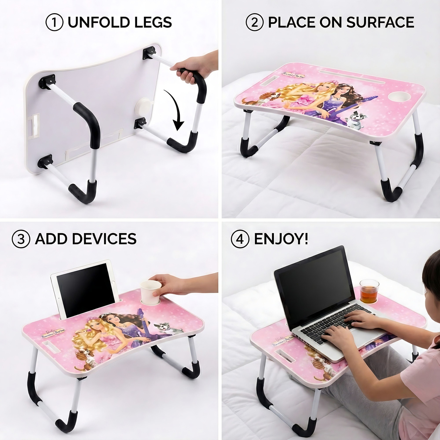 Image of PrimiumQuality Foldable Study Table Laptop Table for Bed | Wooden MDF Portable Desk Wood Portable Laptop Table
