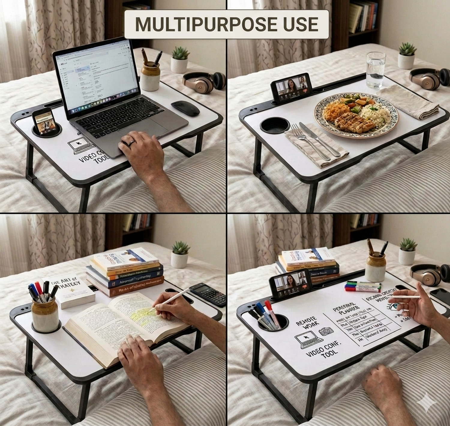 Image of FoldFirst WHITE Wood Portable Laptop Table