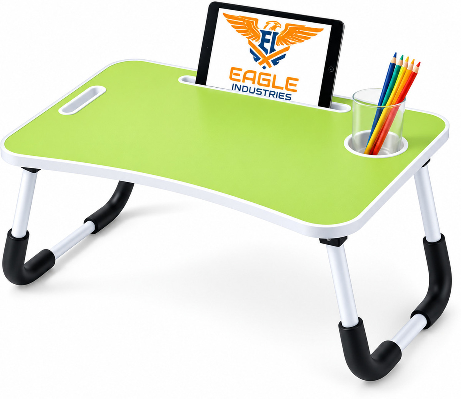 Image of EAGLE INDUSTRIES Foldable Study Table for Kids & Adults with Cup Holder, Laptop Desk Wood Portable Laptop Table
