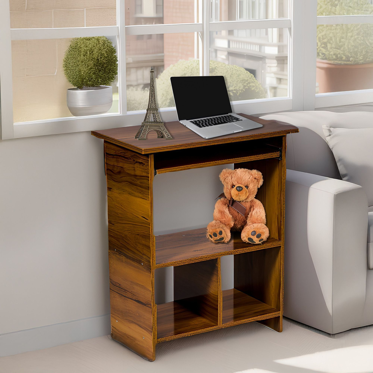 Image of YOVATECHLINE Multi-Purpose Computer Desk Wood Portable Laptop Table
