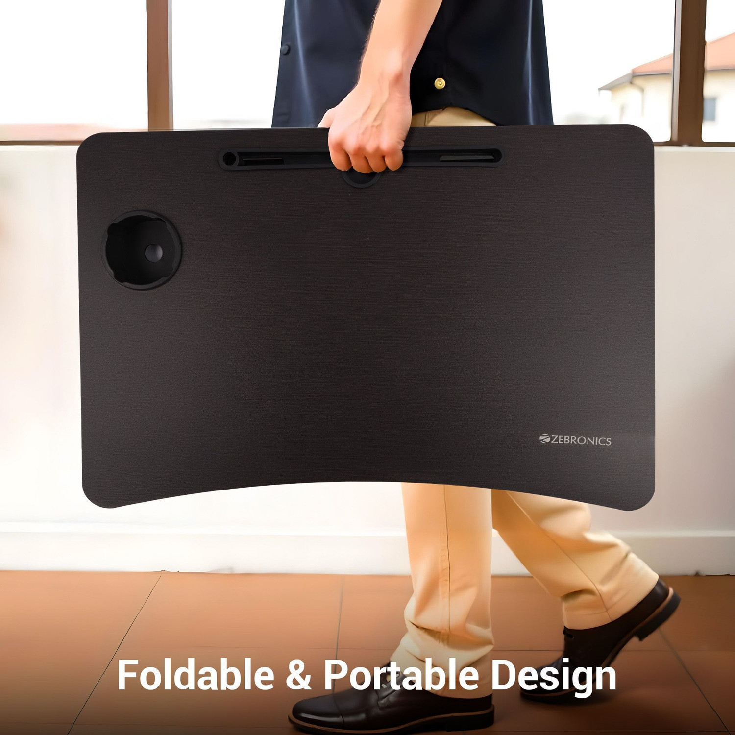 Image of ZEBRONICS ZEB - DOW Y2 (Black) Wood Portable Laptop Table