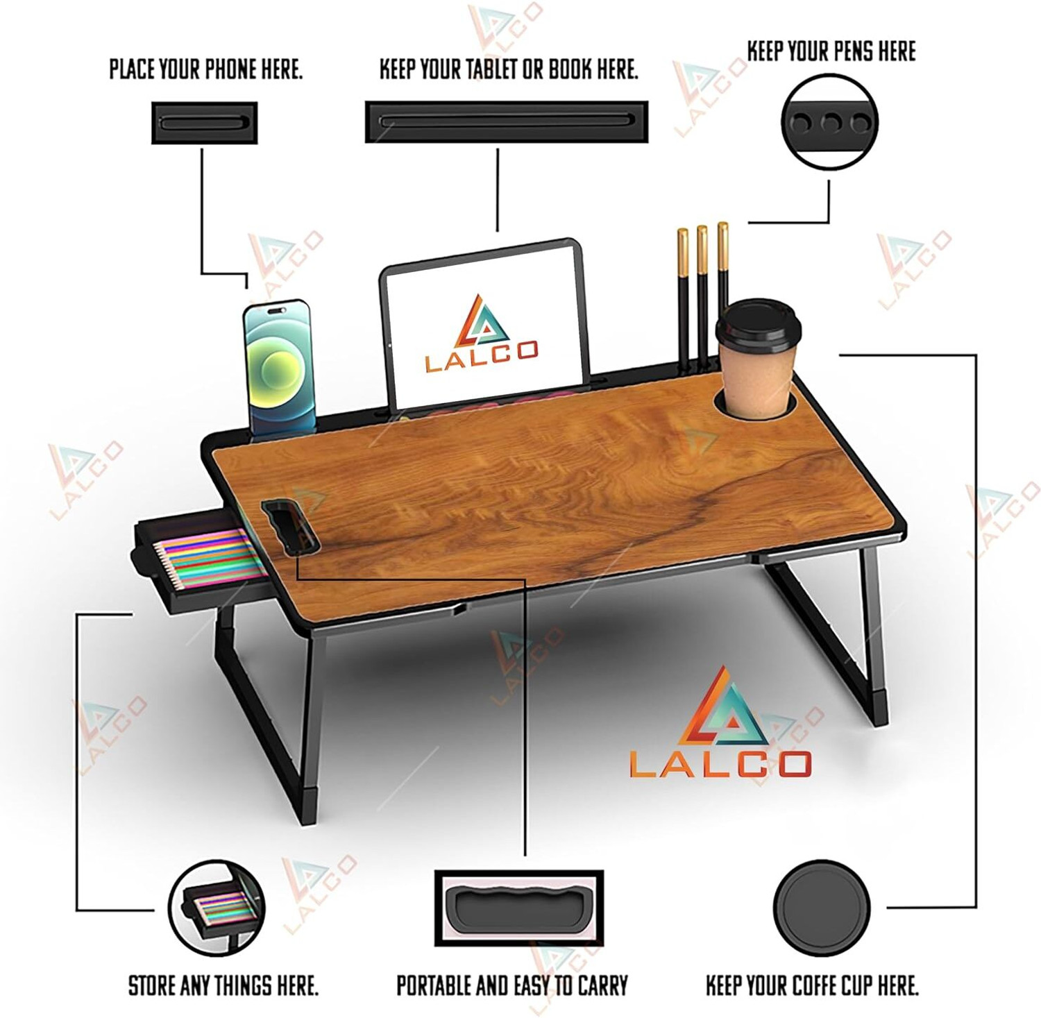 Image of hevenq Wood Portable Laptop Table