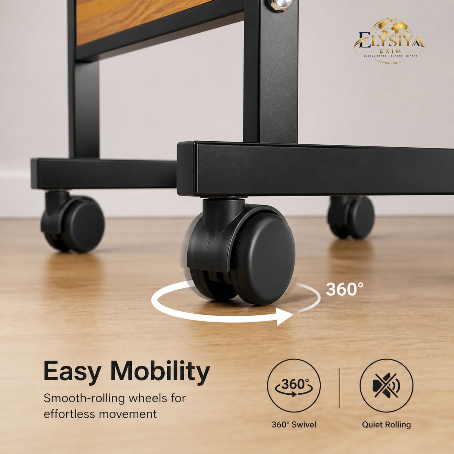 Image of Stovara Adjustable Laptop Table with Wheels Portable Study Desk White Marble Finish Wood Portable Laptop Table