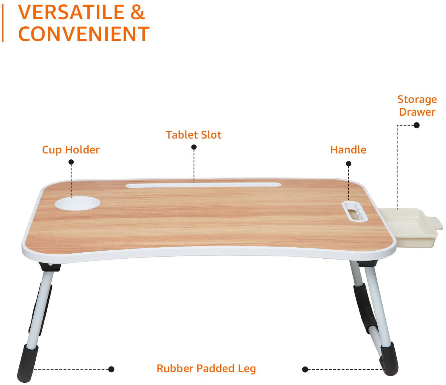 Image of GoRogue Laptop Study Table with Drawer,Tablet /Mobile Holder for Kids & Adults(BEIGE) Wood Portable Laptop Table