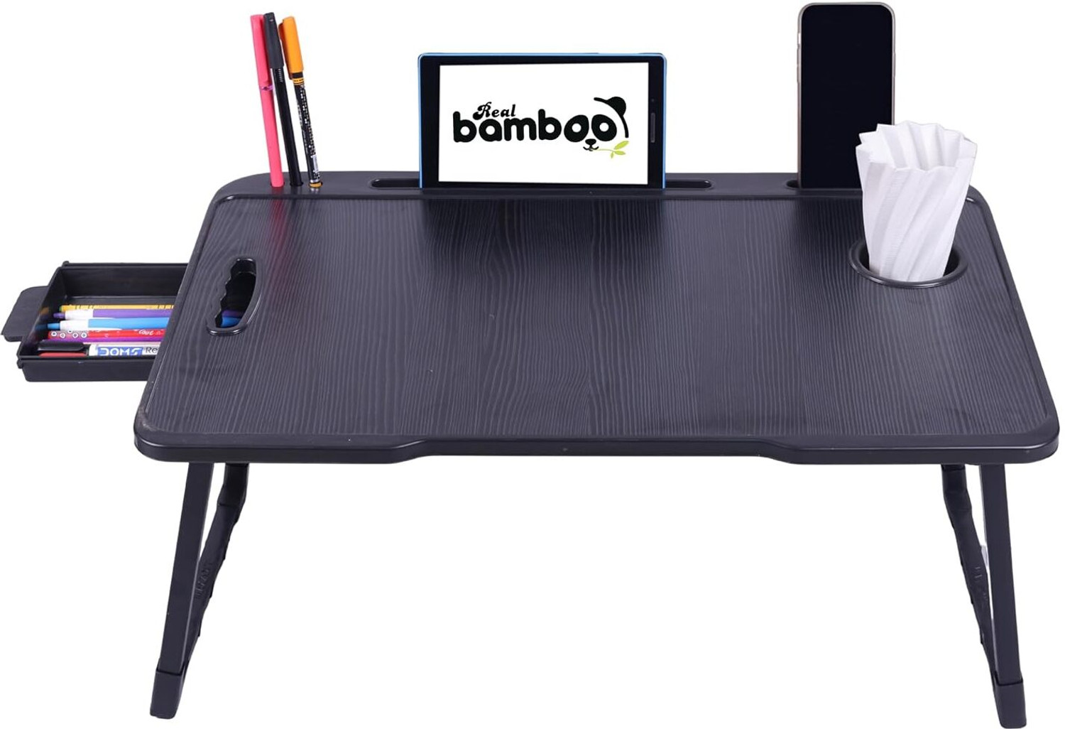 Image of UkdiMukdi Wood Portable Laptop Table (Finish Color - US CONTRY BLACK TABLE, Pre Assembled)