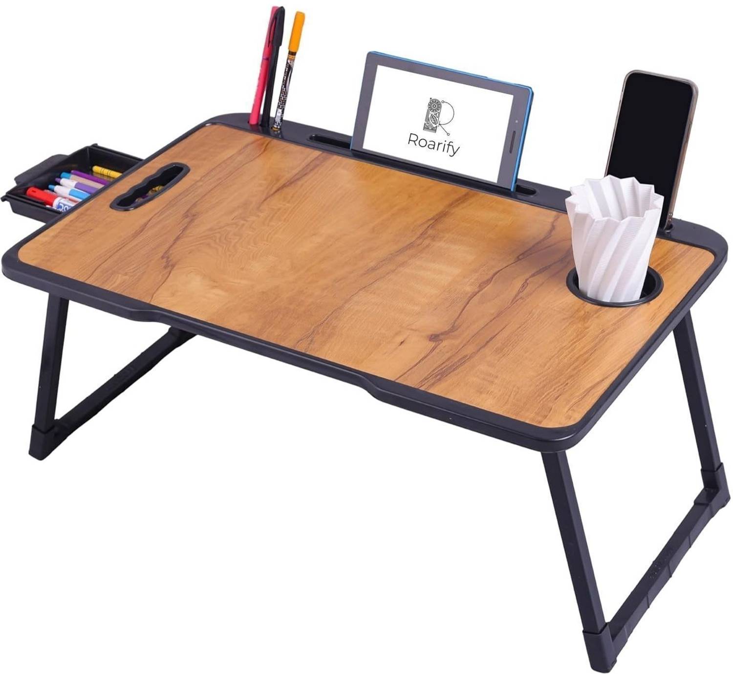 Roarify Premium Wooden Portable Study Table & Laptop Desk for Kids & Adults (Brown) Wood Portable Laptop Table Price in India - Buy Roarify Premium Wooden Portable Study Table & Laptop Desk for Kids & Adults (Brown) Wood Portable Laptop Table online at Flipkart.com