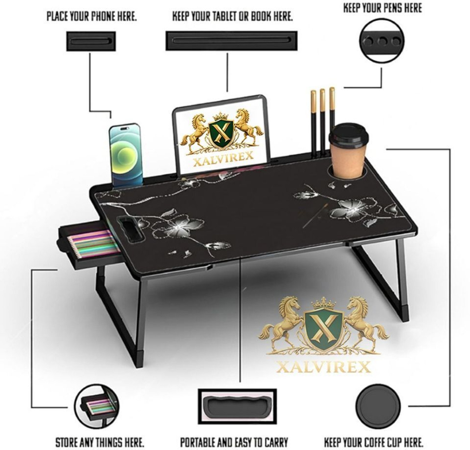 Image of FurniGully FLAWER COTTED Plastic Study Table