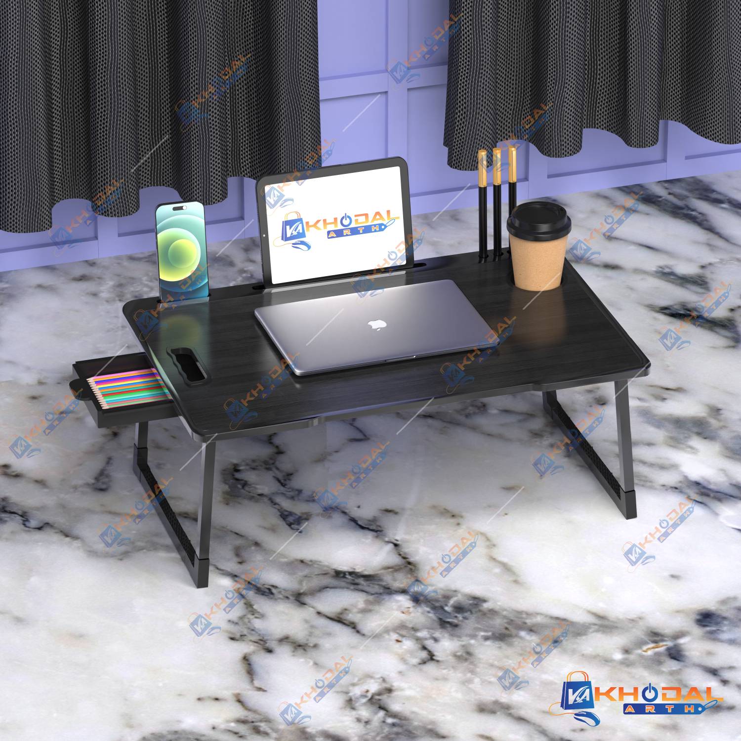 KHODAL Us Biding Black Laptop Table - Image 3
