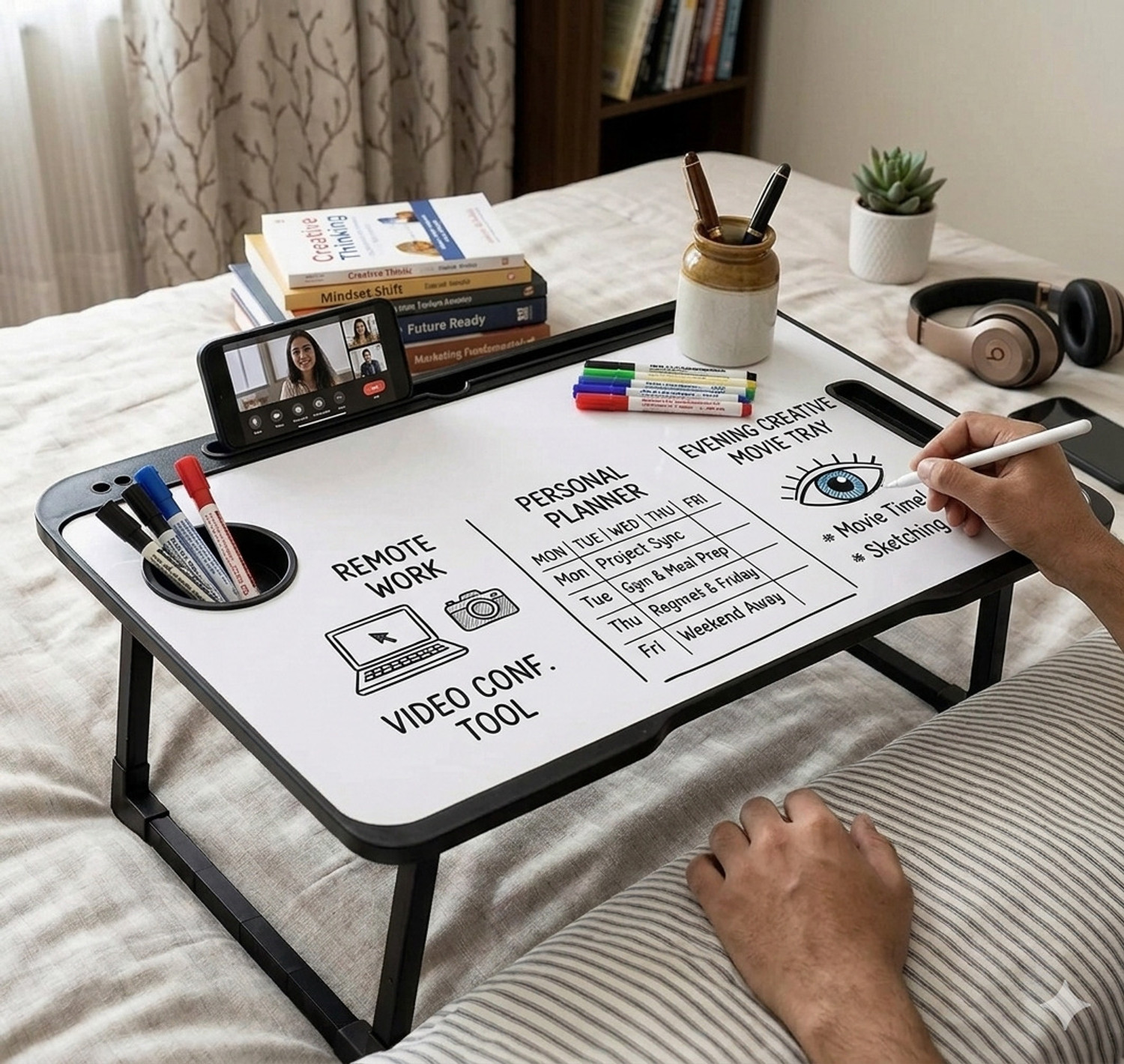 Image of FoldFirst WHITE Wood Portable Laptop Table