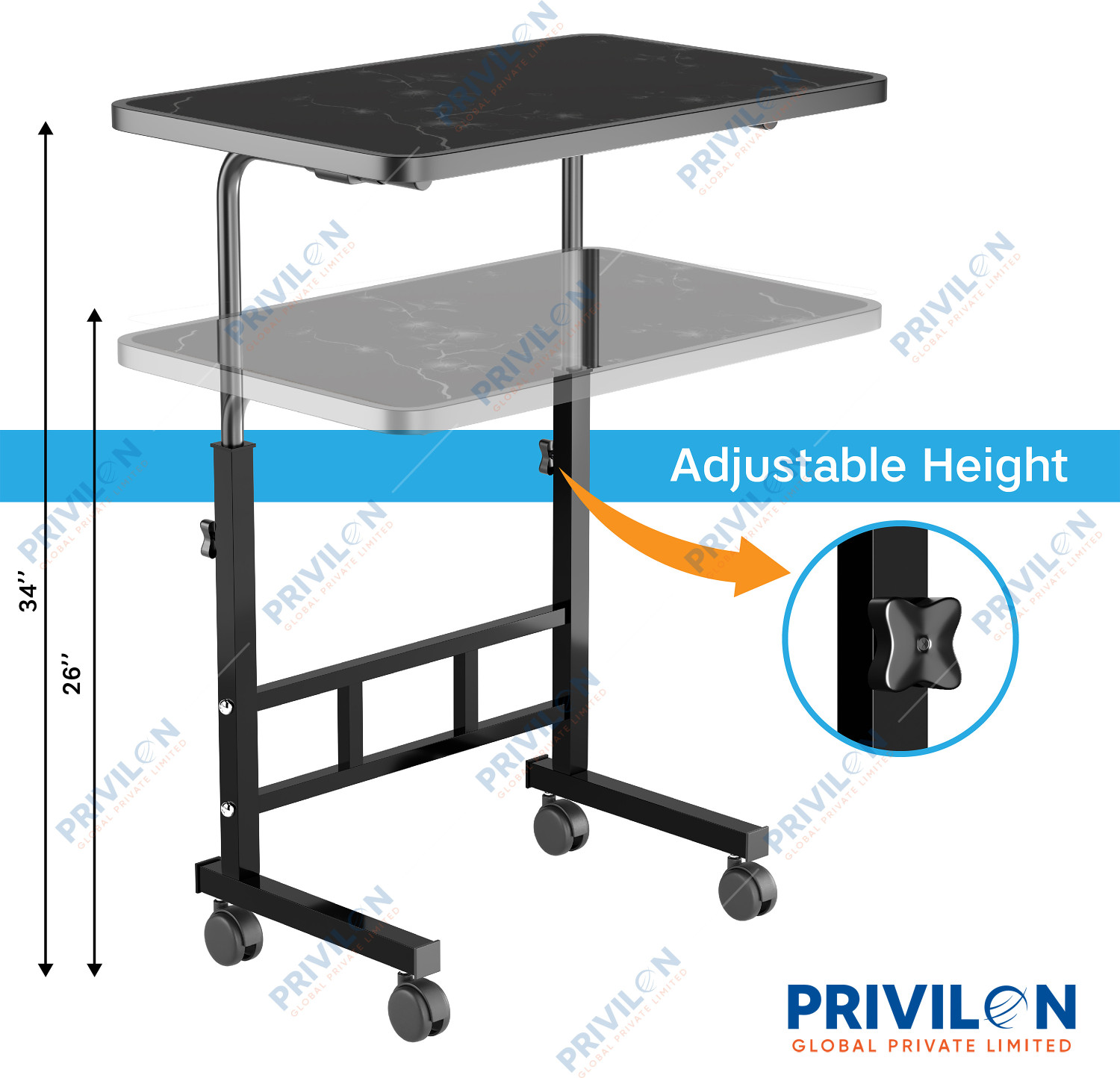 Image of PRIVILON HEIGHT ADJUSTABLE Metal Portable Laptop Table