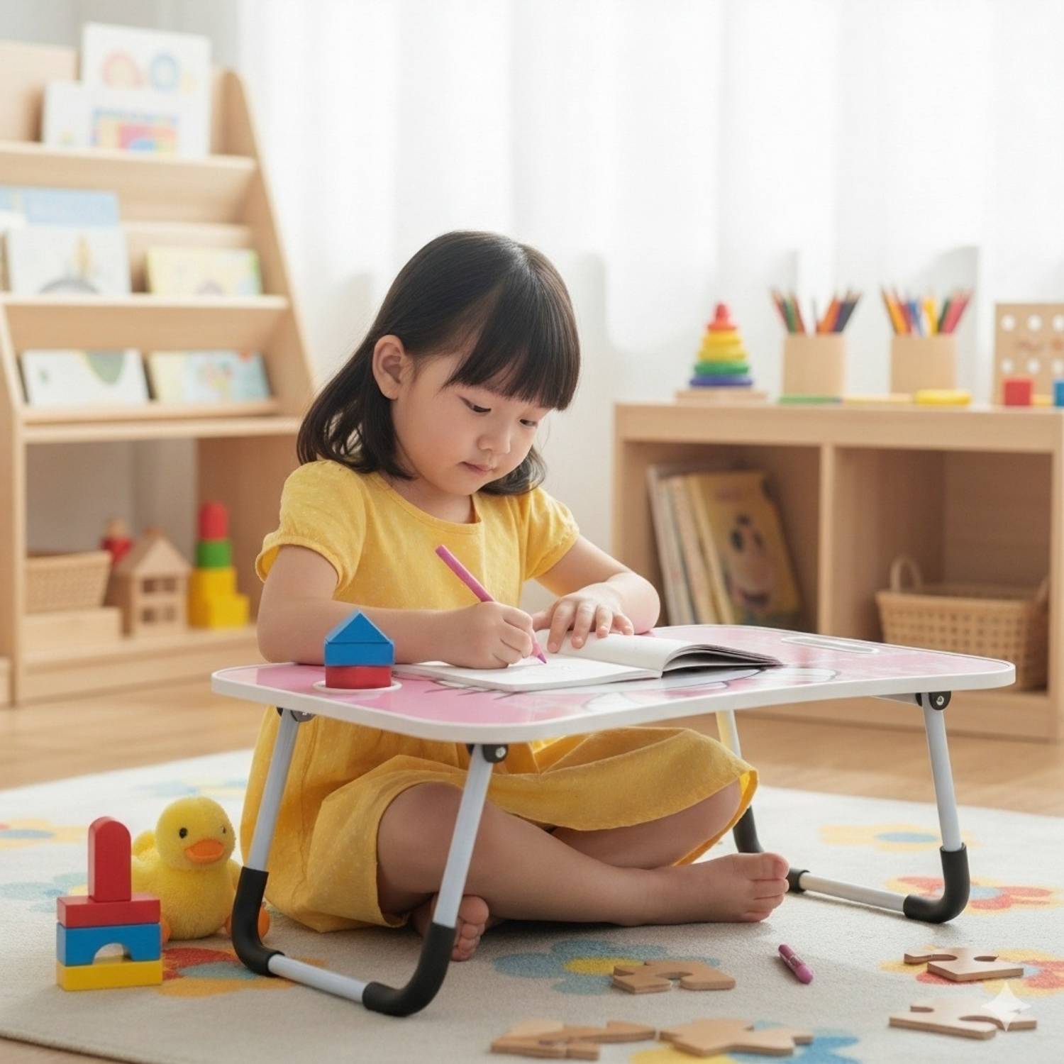 SHREE HARI QUALITY FIRST Portable & Foldable Study Table for Kids | Work from Home Table | Sturdy Design Wood Portable Laptop Table