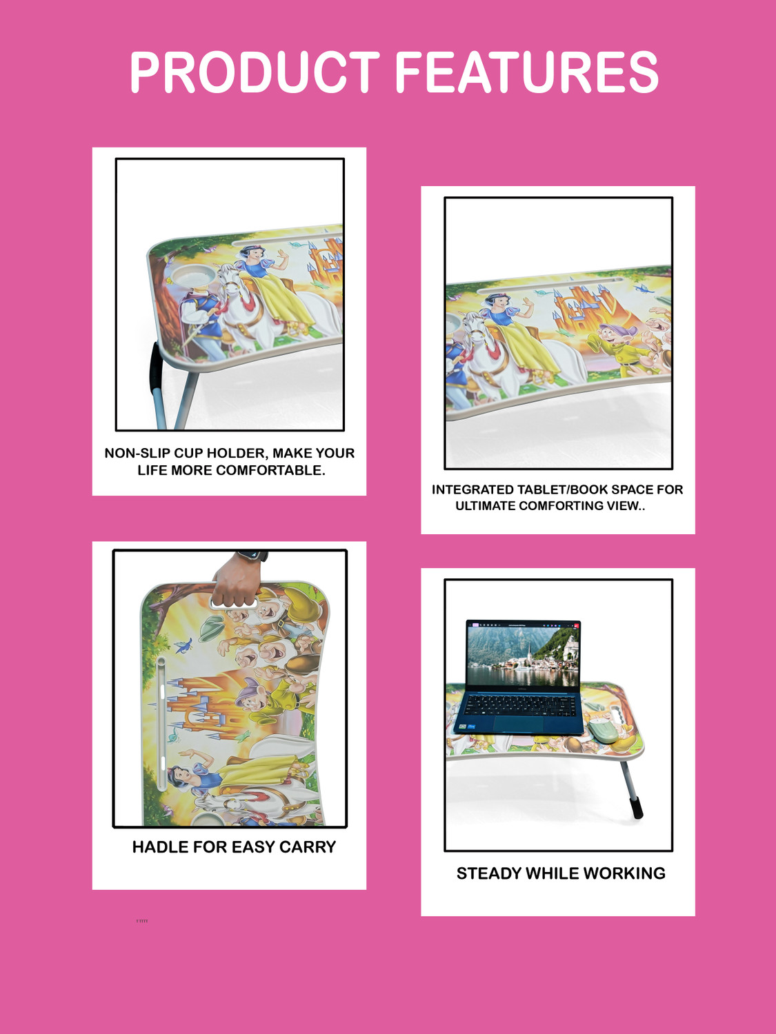 Image of Kiara Quality First Kids study and activity foldable and movable wood portable laptop table Wood Portable Laptop Table