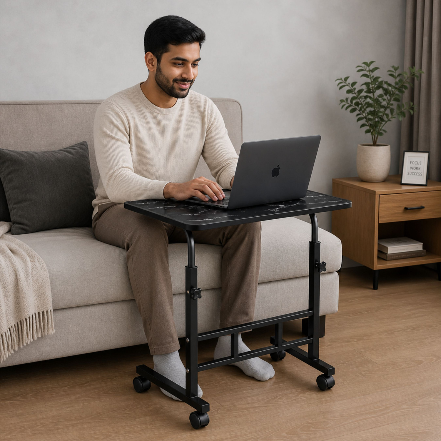 Image of RV PRIME MART RV PRIME Adjustable Laptop Table Engineered Wood Multipurpose Table (Free Standing, Finish Color - Black, DIY(Do-It-Yourself))