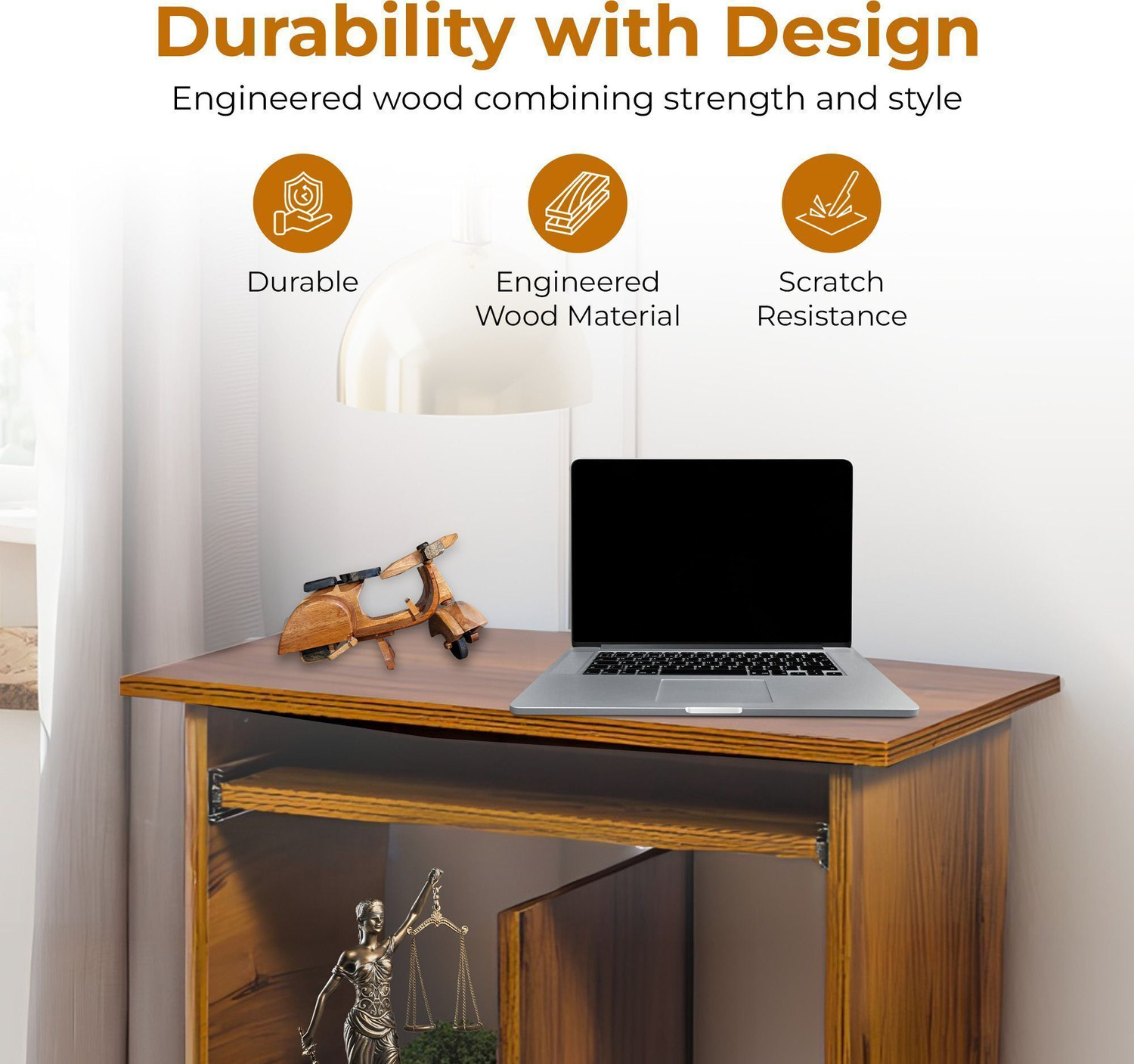 Image of YOVATECHLINE Multi-Purpose Computer Desk Wood Portable Laptop Table