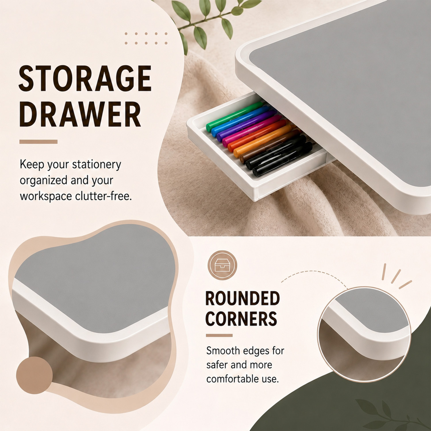 Image of StarAndDaisy Laptop Desk, Portable Foldable Laptop Bed Tray Table with Drawer Wood Portable Laptop Table