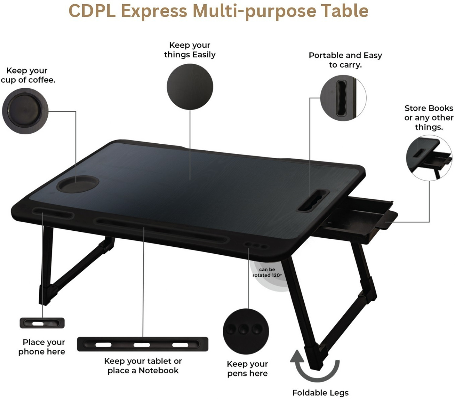 Image of FurniGully Wood Portable Laptop Table