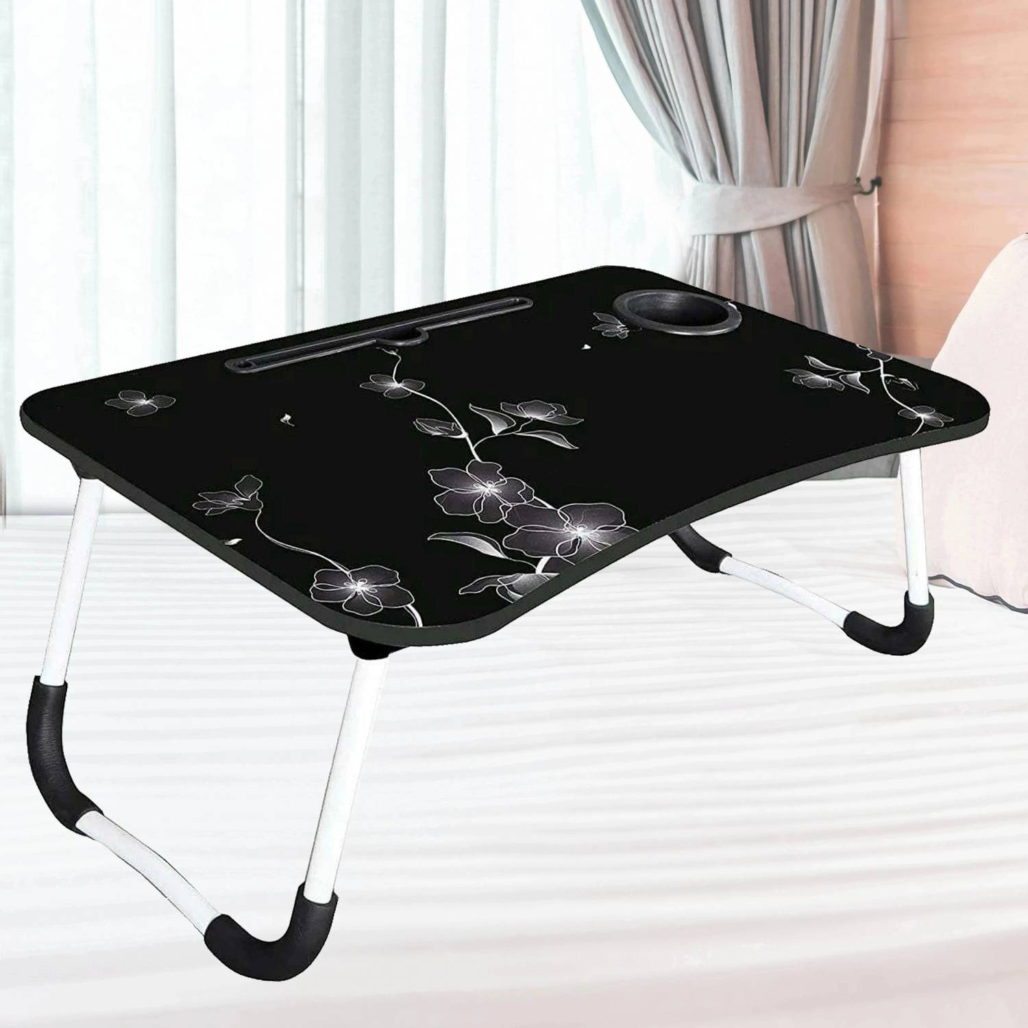 A V CREATION Foldable Wood Portable Laptop Table - Image 1