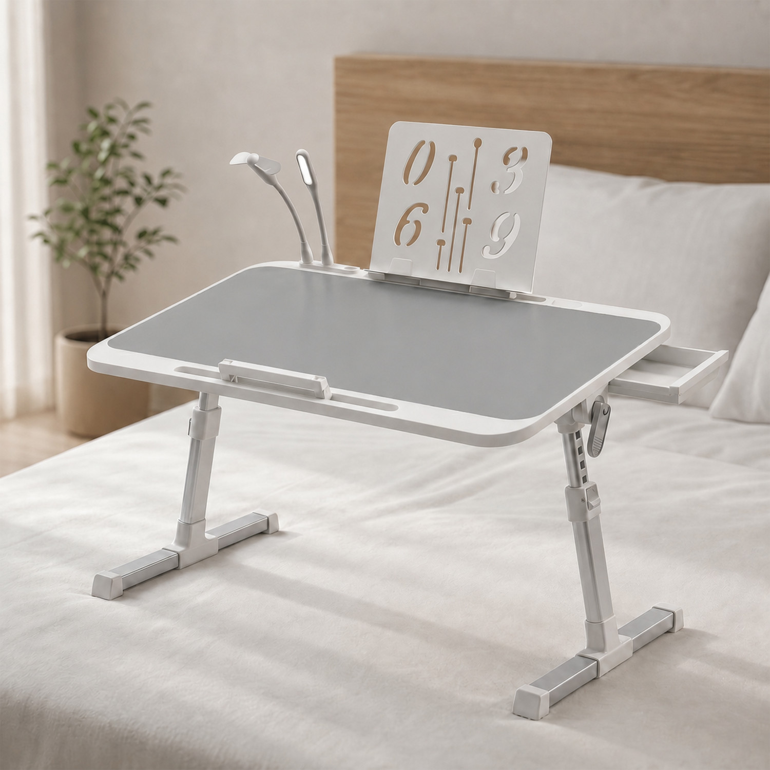 Image of StarAndDaisy Laptop Desk, Portable Foldable Laptop Bed Tray Table with Drawer Wood Portable Laptop Table
