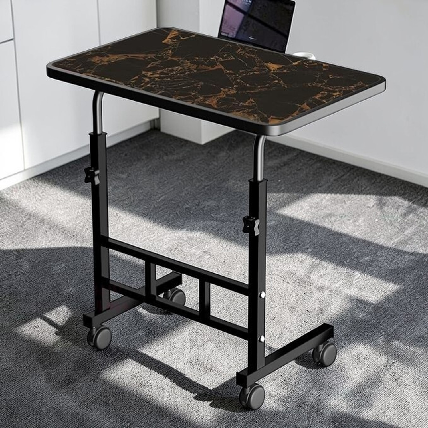 Image of Winsobey height adjustable folding table Wooden Metal Portable Laptop Table