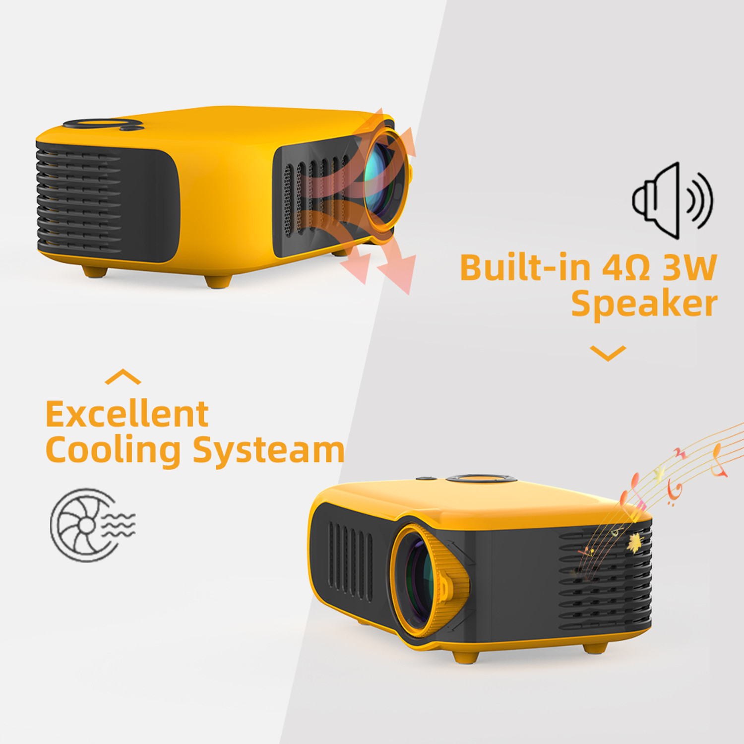 Image of Orlov Full HD 1080P LED Portable Projector 800 Lumens Short Throw Speaker (800 lm / 1 Speaker / Remote Controller) Portable Projector