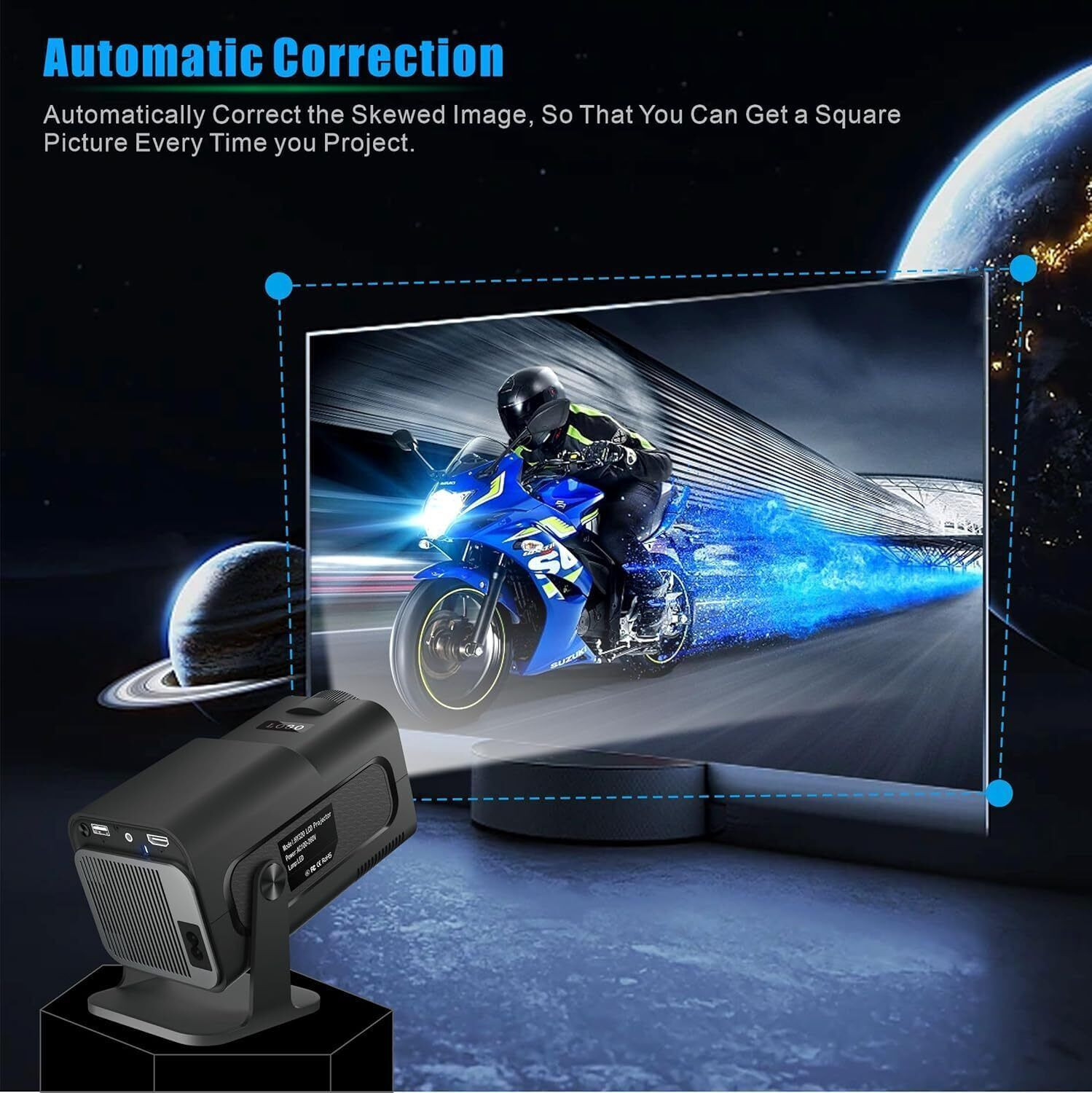 Image of AVIER HY320 Mini 4K Support Android 13 WiFi 6 /BT 5.0 2GB /16GB Auto Keystone (5000 lm) Portable Projector