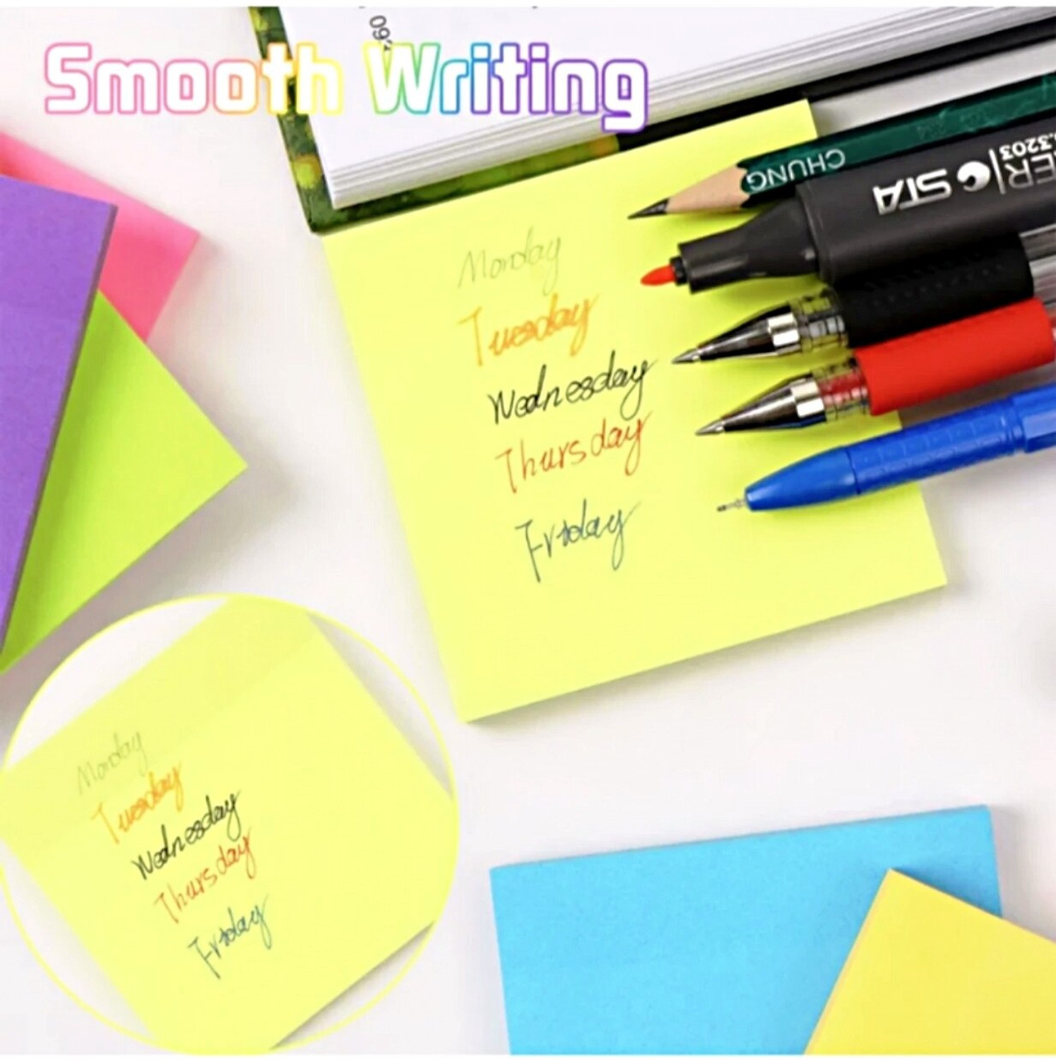 Image of ARRUM Strong Adhesive, Self-Stick, Multi-Color, Ideal for Notes, and Reminders 400 Sheets Self Sticking Note, 5 Colors