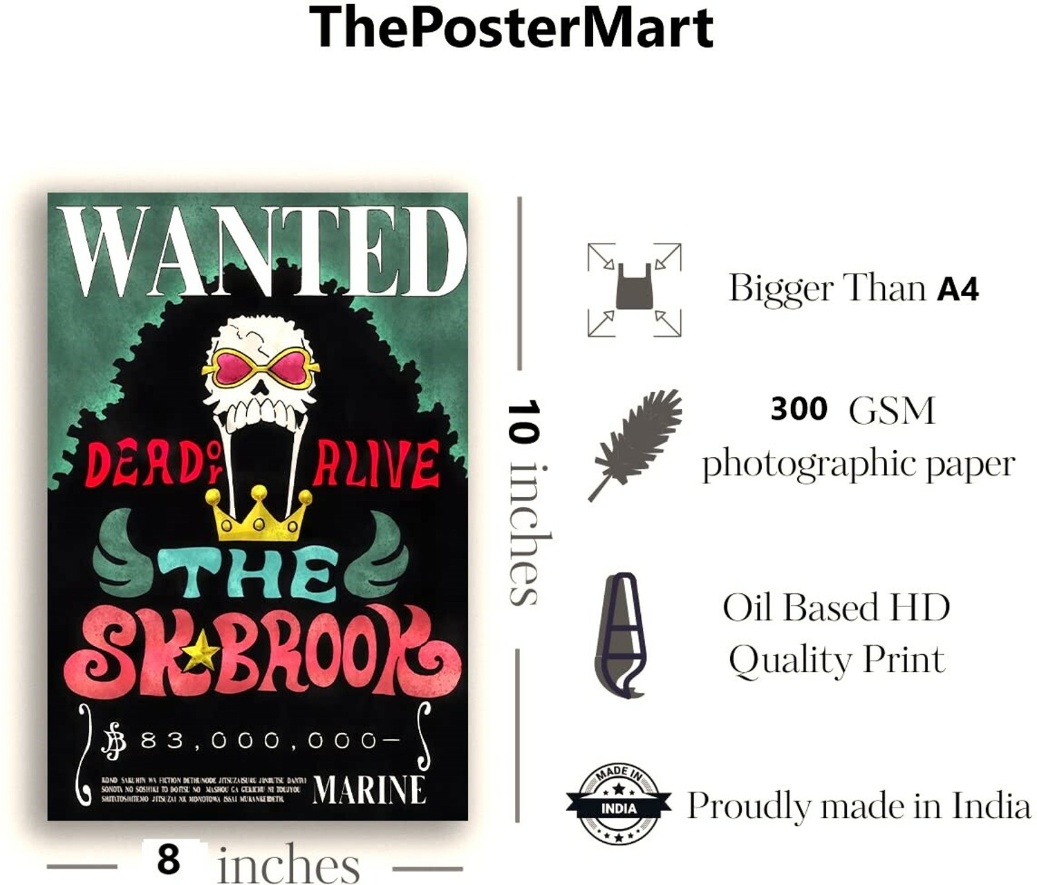 Image of Pack Of 10 One Piece straw hat pirates wanted poster Luffy Gear 5 Size 8X10 inch AniME Poster Fine Art Print