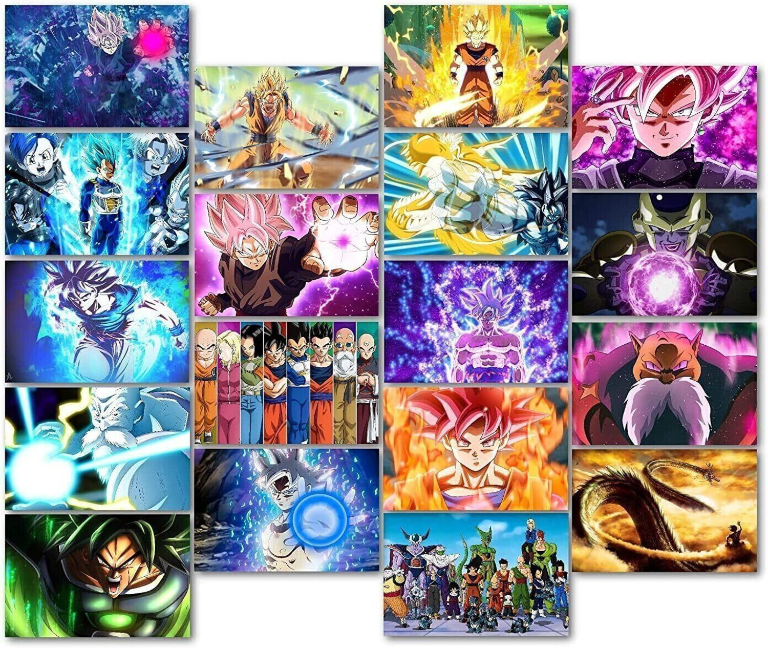 Image of Dragon Ball Anime Poster Set - 18-Pack Unframed 6x4 Inch Wall Collage Kit Featuring Goku, Vegeta, Gohan & More - Manga-Inspired Decor for Bedroom, Dorm & Anime Wall Aesthetic Fine Art Print