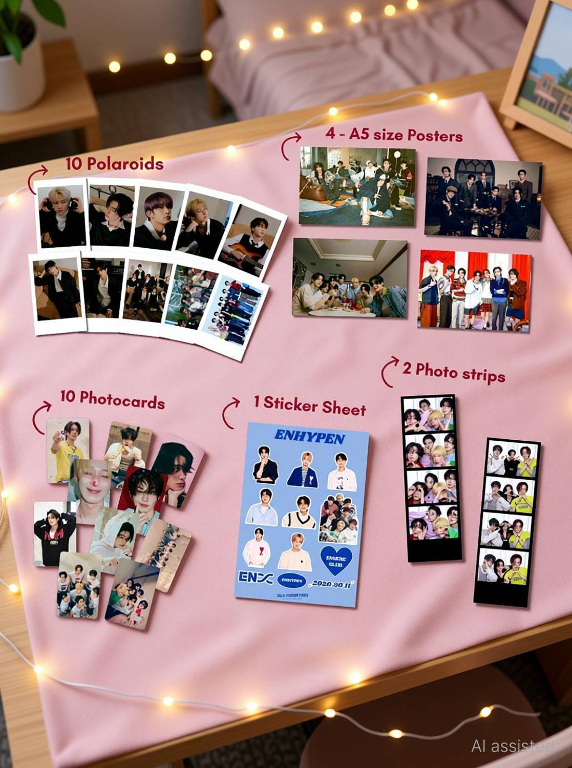 Enhypen Poster Combo Pack Of 4 Poster, 10 Photocards, 10 Polaroids