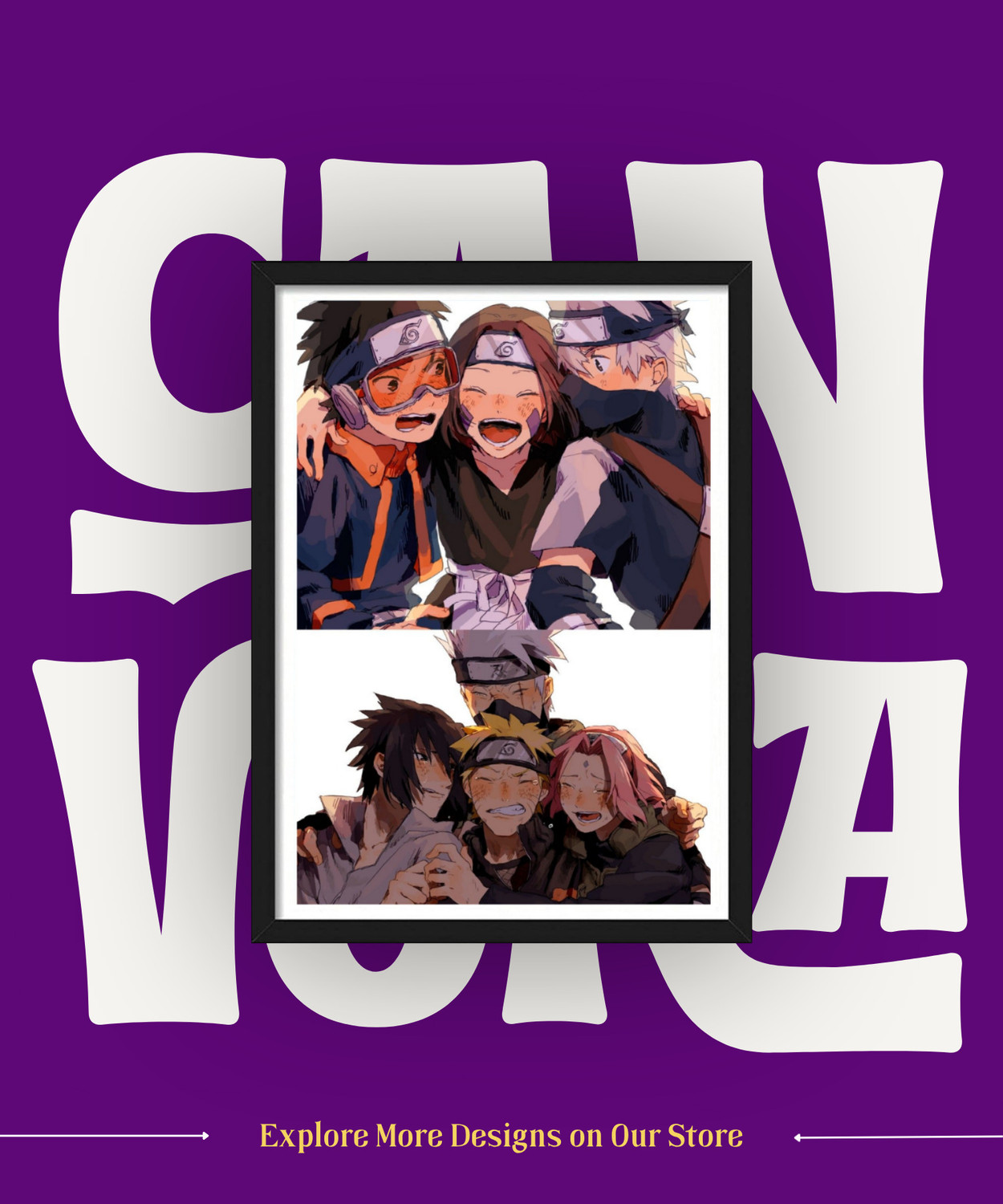 Image of Team 7 | Naruto x Sasuke x Sakura | Kakashi x Obito x Rin | Naruto Framed Poster | Anime Paper Print