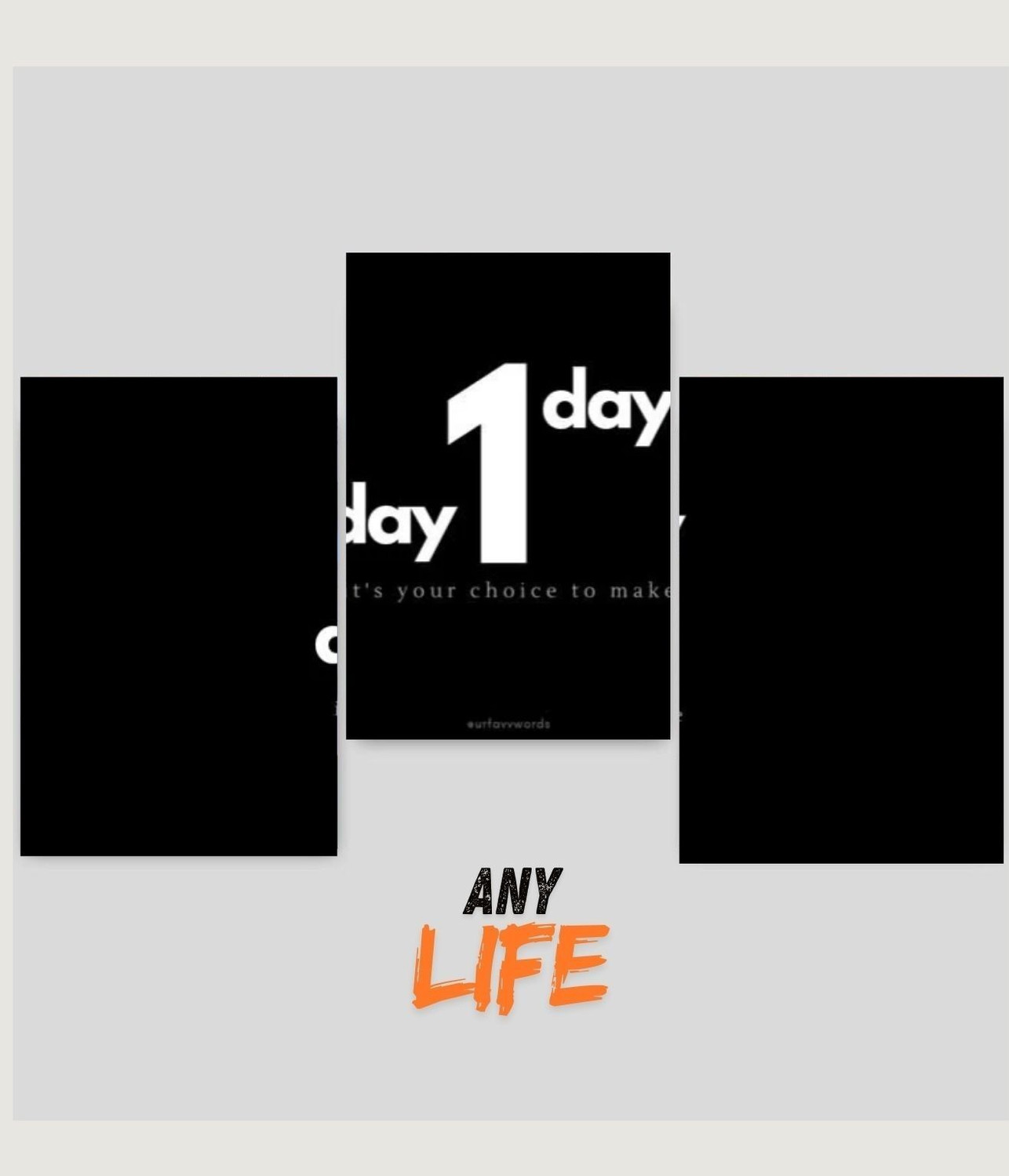 Image of inchDay 1 or Day 1 inch Minimalist Motivational Typography 3 Split Poster Set - Wall Art for Gaming Setup Decor Photographic Paper
