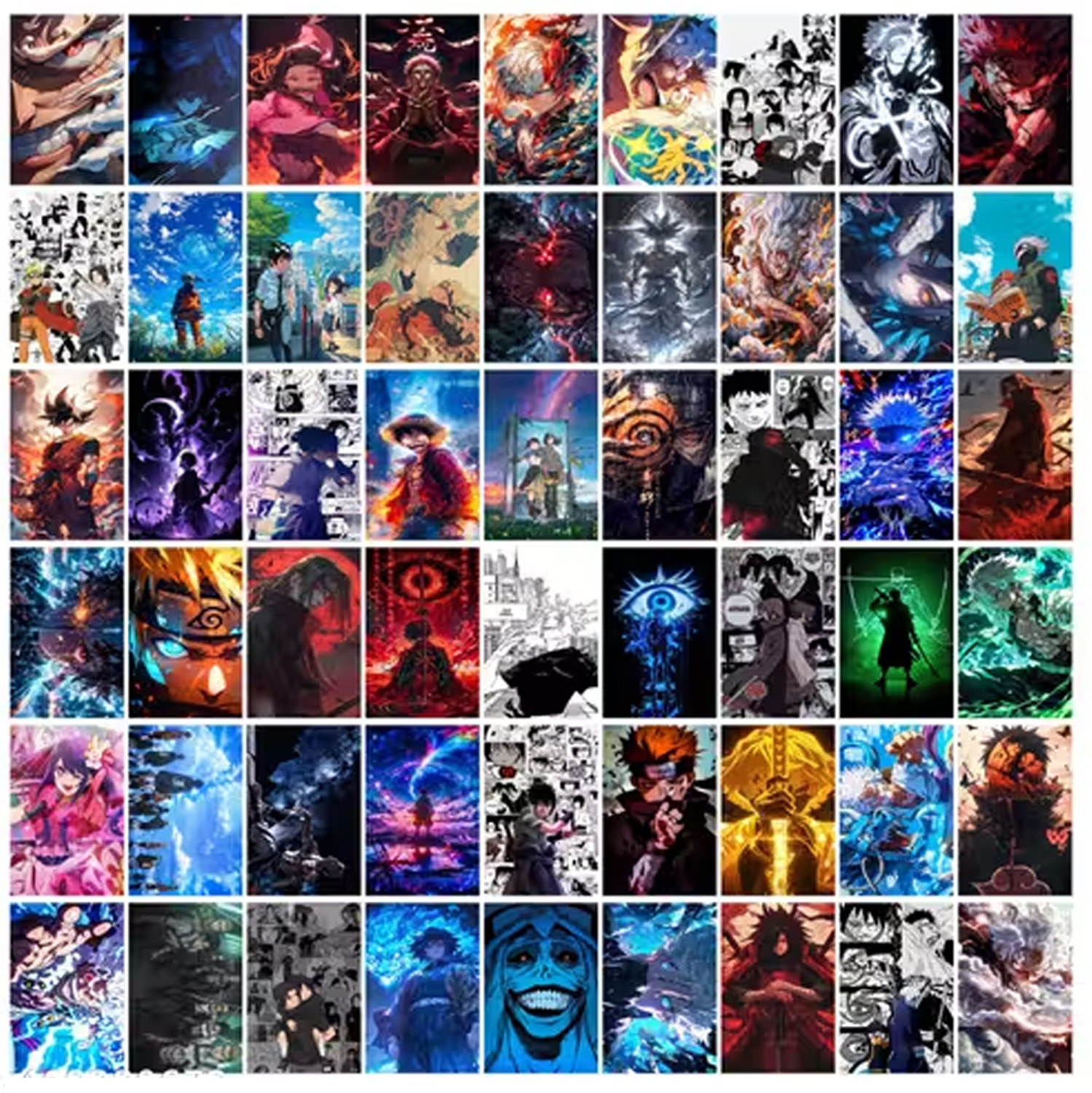 Image of Anime Aesthetic mix Collage Kit Wall Posters Collections | Set of 54 | 4x6 inch each | Wall Collage Kit, aesthetic posters | Room Decor Photo Collection | Posters for Room Decoration Fine Art Print