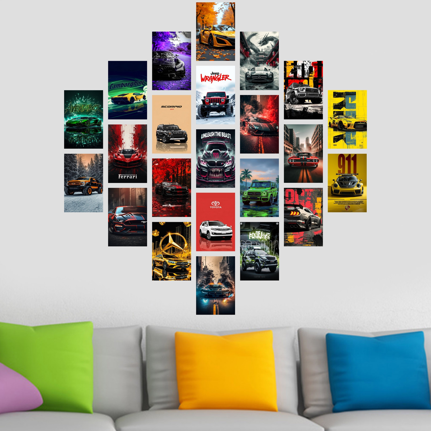 Image of Pack of 23 Car Wall Collage Kit Posters | Posters for Wall Decoration | Wall Art For Bedroom, Office, Living room, (6 inch X 4 inch) Vinyl