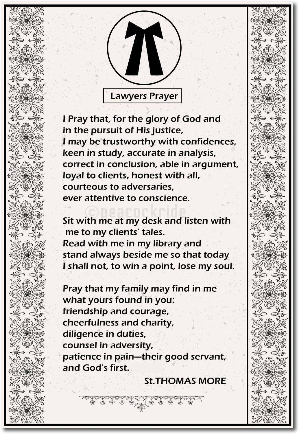 Advocate I Lawyer I Lawyers Prayer I Wall Poster A4 Fine Art Print