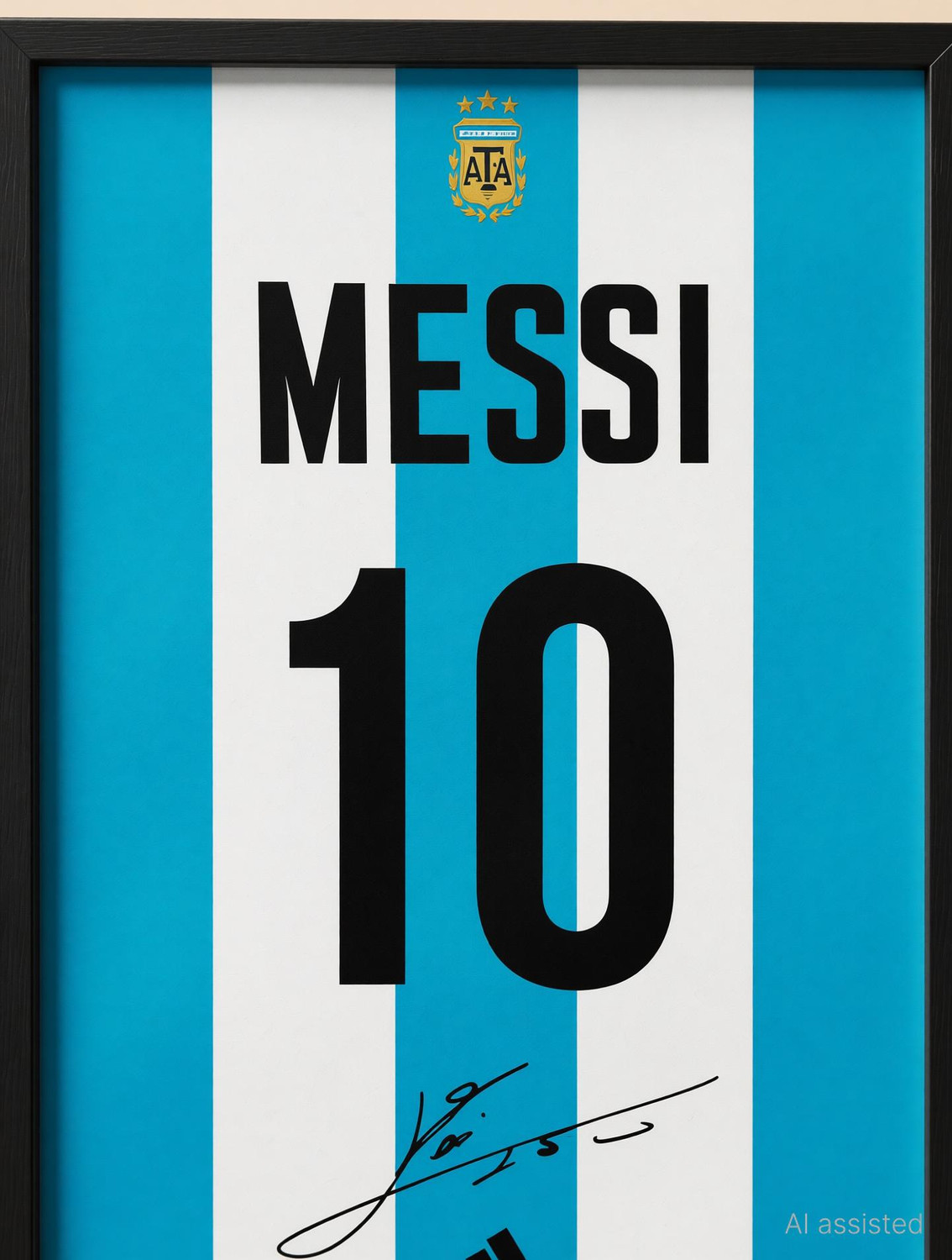 Image of Lionel Messi Wall Poster Frames | 8x12 inch | World Cup special signed Jerseys Series | Hanging Wall Artwork Frames for Living Room, Bedroom, Office Photographic Paper