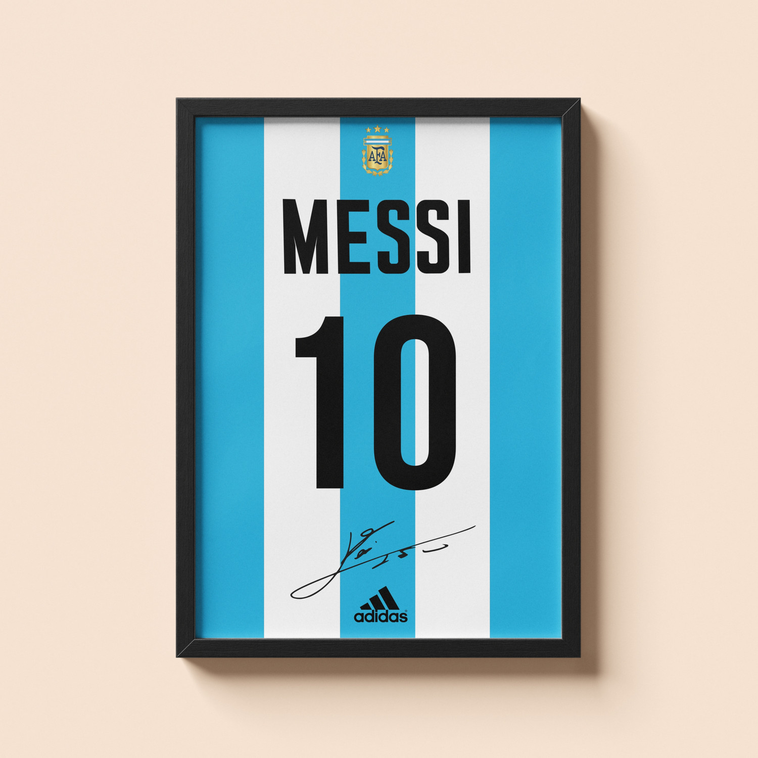 Image of Lionel Messi Wall Poster Frames | 8x12 inch | World Cup special signed Jerseys Series | Hanging Wall Artwork Frames for Living Room, Bedroom, Office Photographic Paper