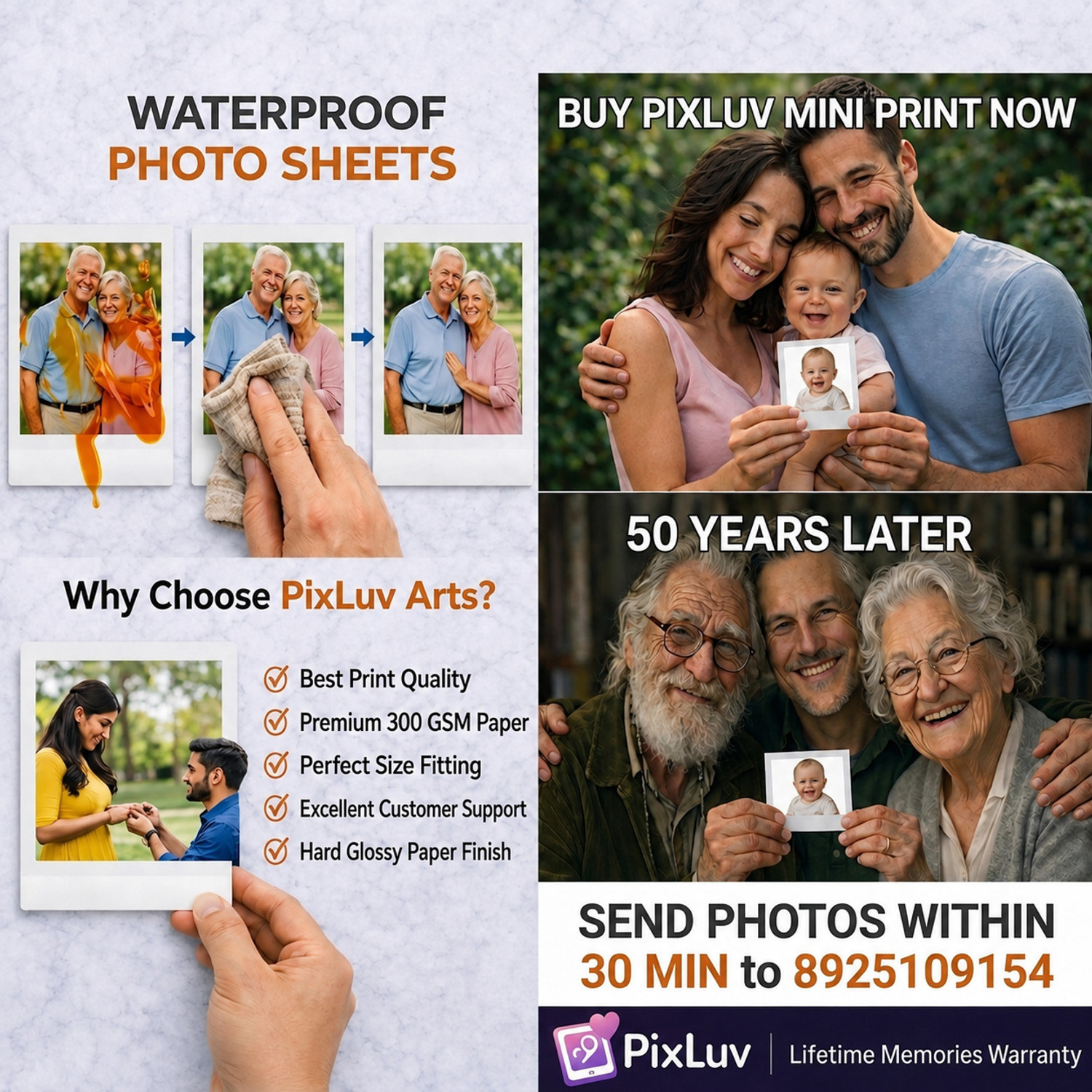 Image of PIXLUV 36 Customised Mini Photo Print Personalized Gifts with Your Photos on Photographic Paper(Watsap : 9677205729) | Polaroid Style Pictures in High Quality Glossy sheet Paper Print (4 inch X 3 inch, send photos to +918925109154)