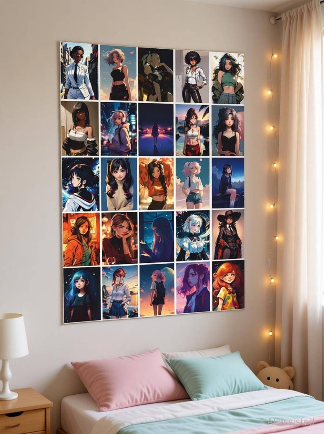 25pcs Anime Girls Aesthetic Collage Kit Posters with Double Sided Tape-119 Paper Print